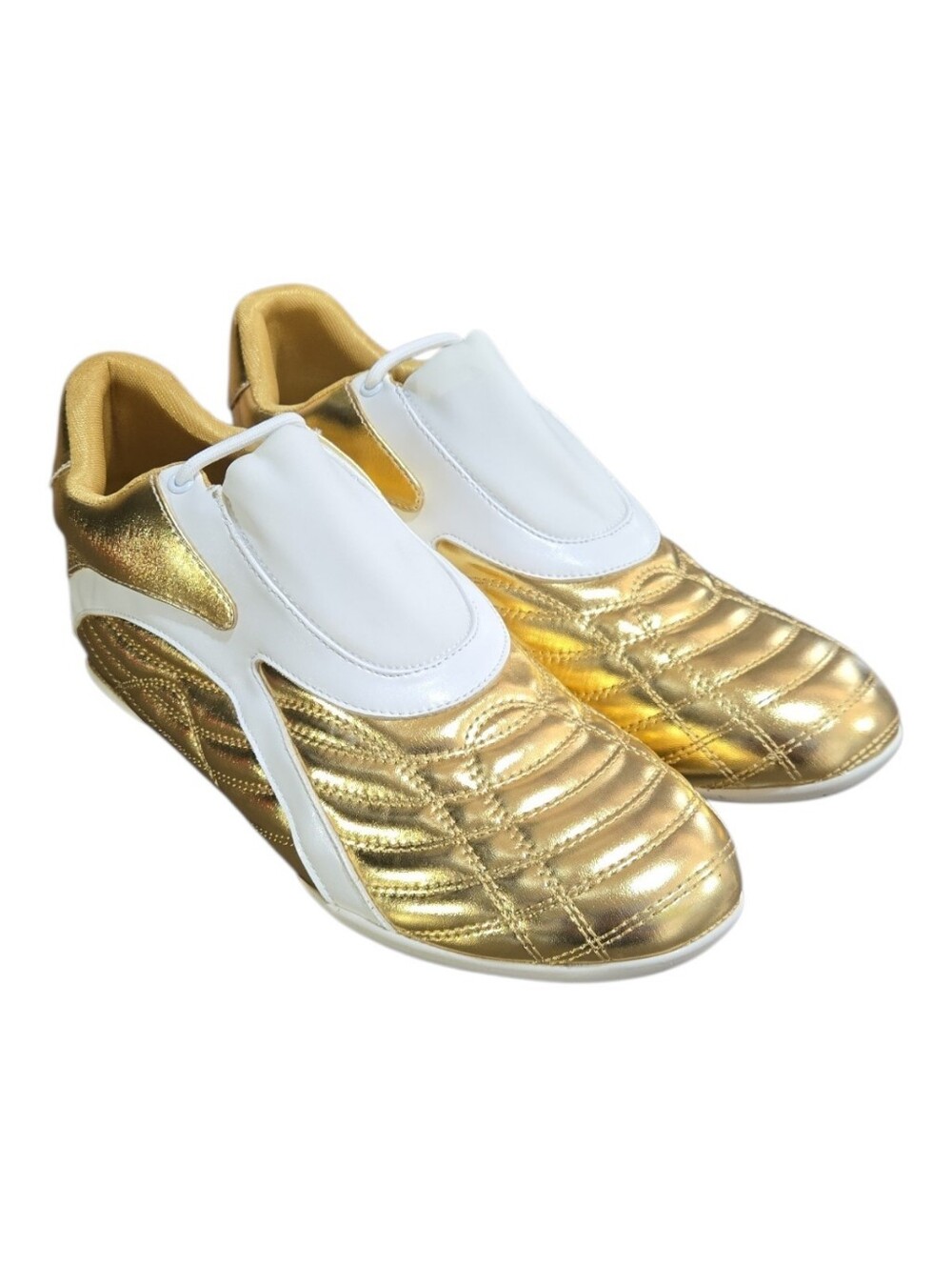 Cape Robbin Women's Metallic Gold Quilted Slip-On Athletic Sneakers, Size 10